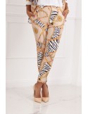 Elegant, beige patterned pants 3004 - Online store - Boutique